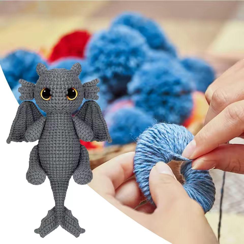 Crochet Dragon Kit for Beginners | DIY Learn to Crochet Kit with Step-by-Step Video Tutorials | Craft Gift for Adults & Kids