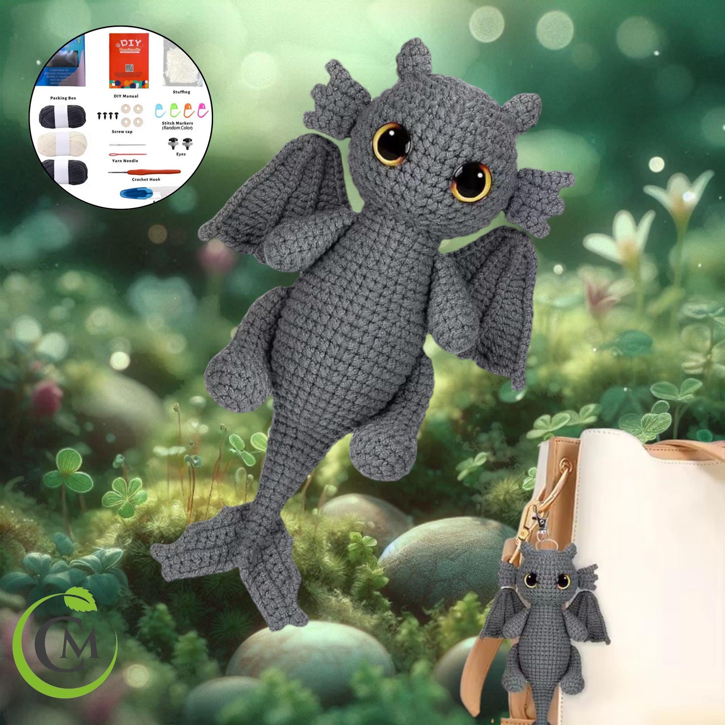 Crochet Dragon Kit for Beginners | DIY Learn to Crochet Kit with Step-by-Step Video Tutorials | Craft Gift for Adults & Kids