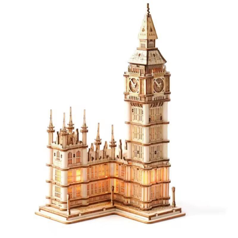 3D Wooden Big Ben Puzzle | DIY London Landmark Model Kit | Laser Cut Building Craft with LED | Unique Gift for Architecture Lovers