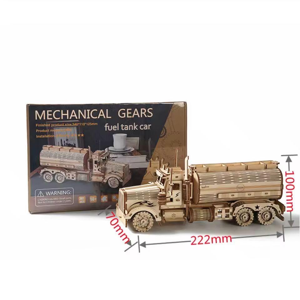 Wooden Truck Puzzle | 3D DIY Model Truck Kit | Mechanical Puzzle with Piggy Bank | Gift for Kids & Adults | Building Toy
