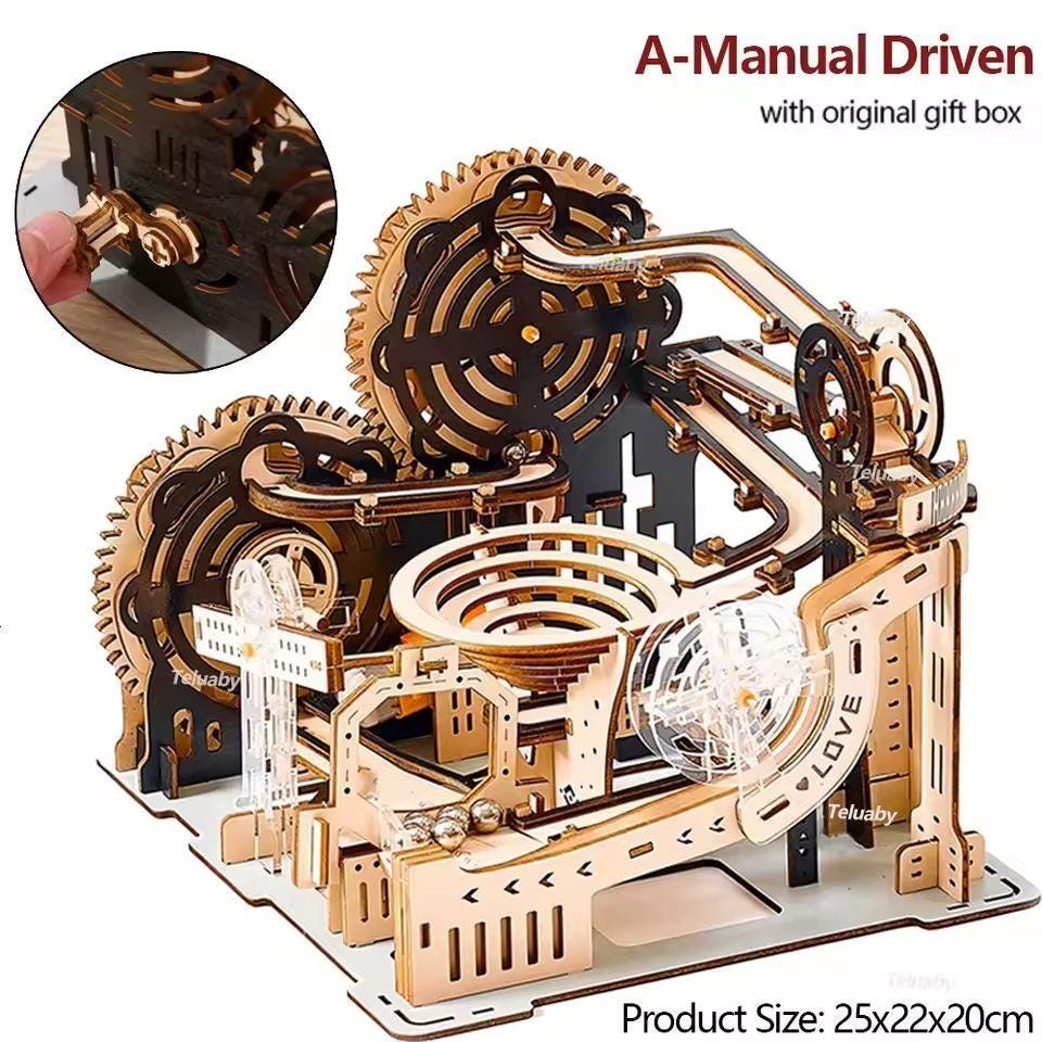 3D Wooden Puzzle Marble Run | DIY Mechanical Model Kit | Unique Gift for Puzzle & STEM Lovers | Educational Building Set for Adults and Kids