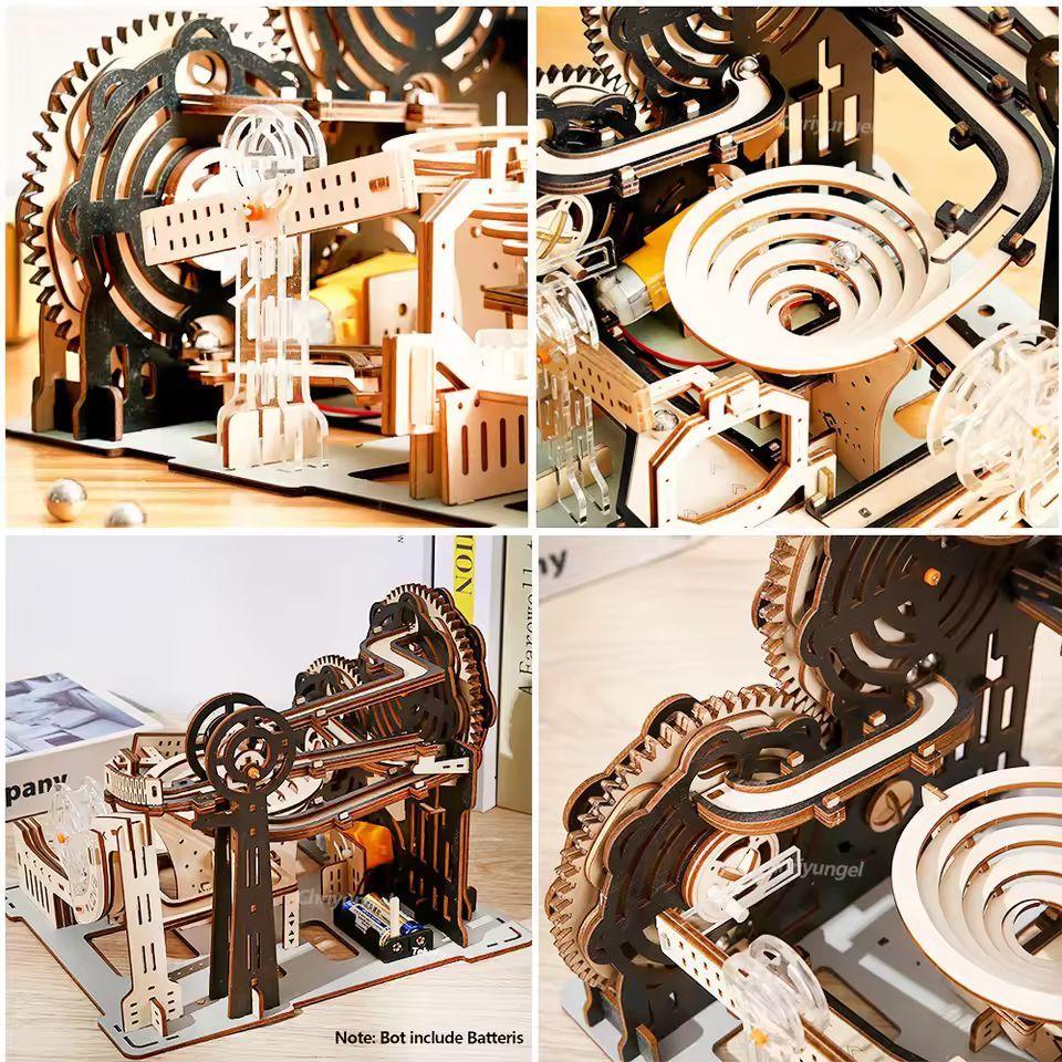 3D Wooden Puzzle Marble Run | DIY Mechanical Model Kit | Unique Gift for Puzzle & STEM Lovers | Educational Building Set for Adults and Kids