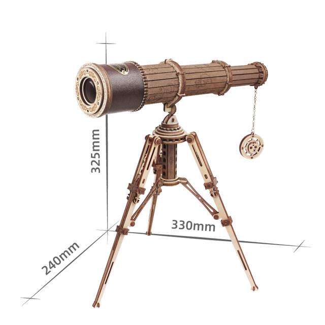 Wooden Telescope Model DIY Kit | 3D Puzzle for Adults & Teens | Monocular Assembly Craft | Fun Gift Idea | Steampunk Decor Toy