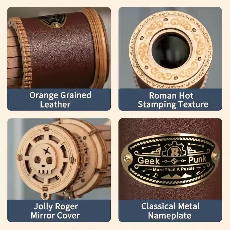 Wooden Telescope Model DIY Kit | 3D Puzzle for Adults & Teens | Monocular Assembly Craft | Fun Gift Idea | Steampunk Decor Toy