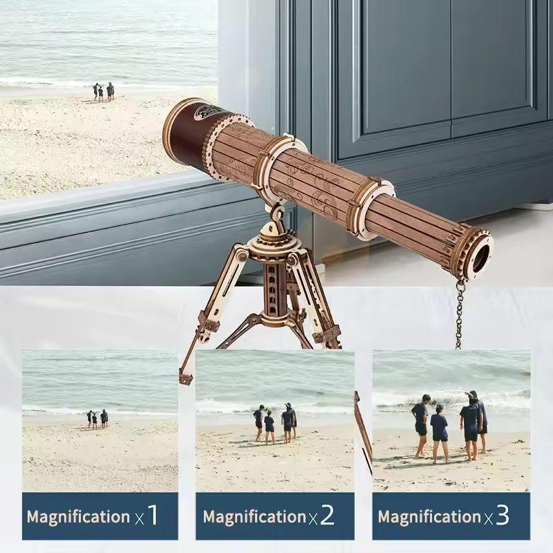 Wooden Telescope Model DIY Kit | 3D Puzzle for Adults & Teens | Monocular Assembly Craft | Fun Gift Idea | Steampunk Decor Toy