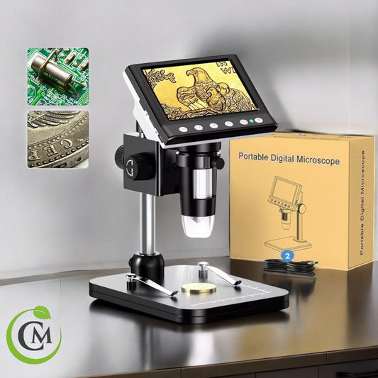 Digital Microscope for Crafts & Coins | 1000X Magnification with 4.3" Screen and LED Lights | Soldering, Jewelry, Fabric Inspection Tool