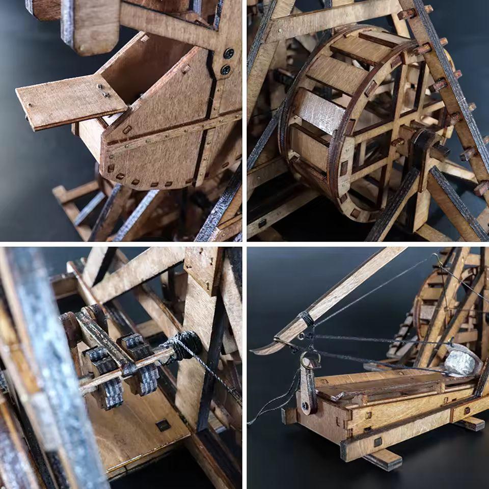 DIY Wooden Trebuchet Model Kit | Medieval Catapult Puzzle for Adults & Teens | Desktop Siege Weapon Gift | STEM Project Building Toy
