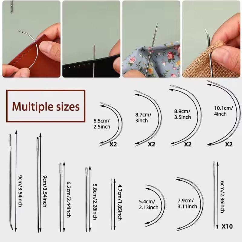 Complete Leather Sewing Kit – Upholstery Repair Set with Thread, Awls, Needles & Tools for DIY Leathercraft