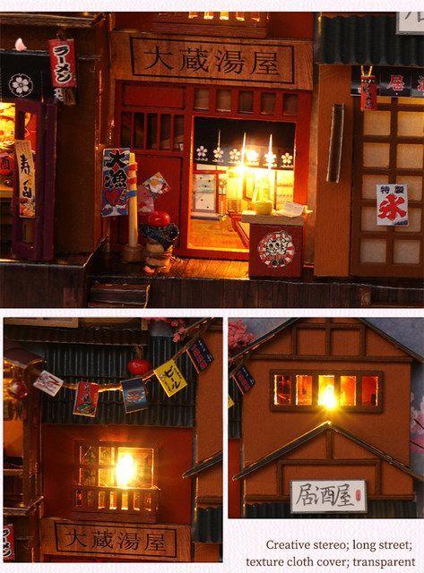 Japanese Sakura Alley DIY Wooden Book Nook Kit | Miniature Bookshelf Insert & Handmade Home Décor