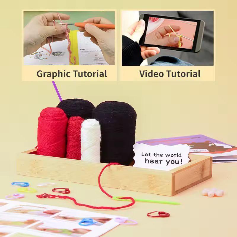 Crochet Dragon Kit for Beginners – DIY Halloween Plush Amigurumi with Yarn & Tools | Spooky Craft Gift with Video Tutorial