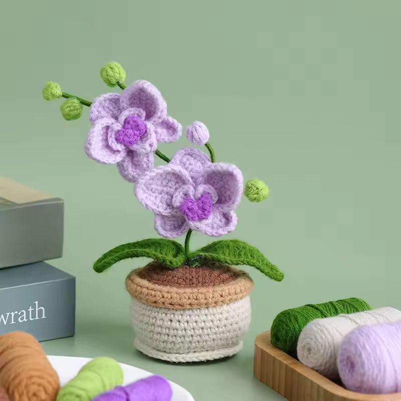DIY Crochet Flower Kit | Sunflower or Orchid | Beginner Knitting Set | Handmade Craft Gift for Adults & Kids