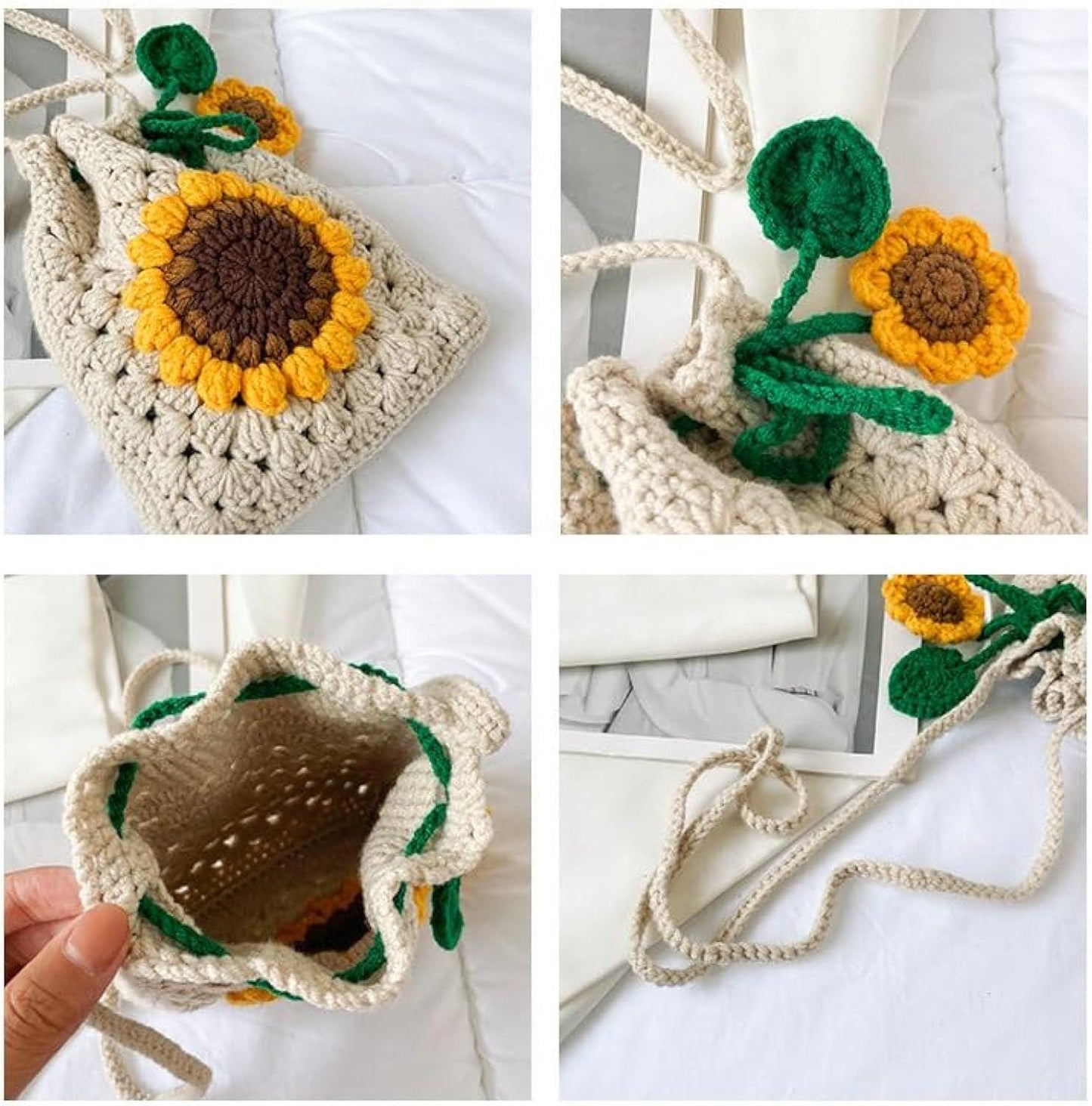 Sunflower Crochet Bag Kit for Beginners – DIY Phone Purse with Yarn and Hook | Handmade bag Gift for Women & Girls