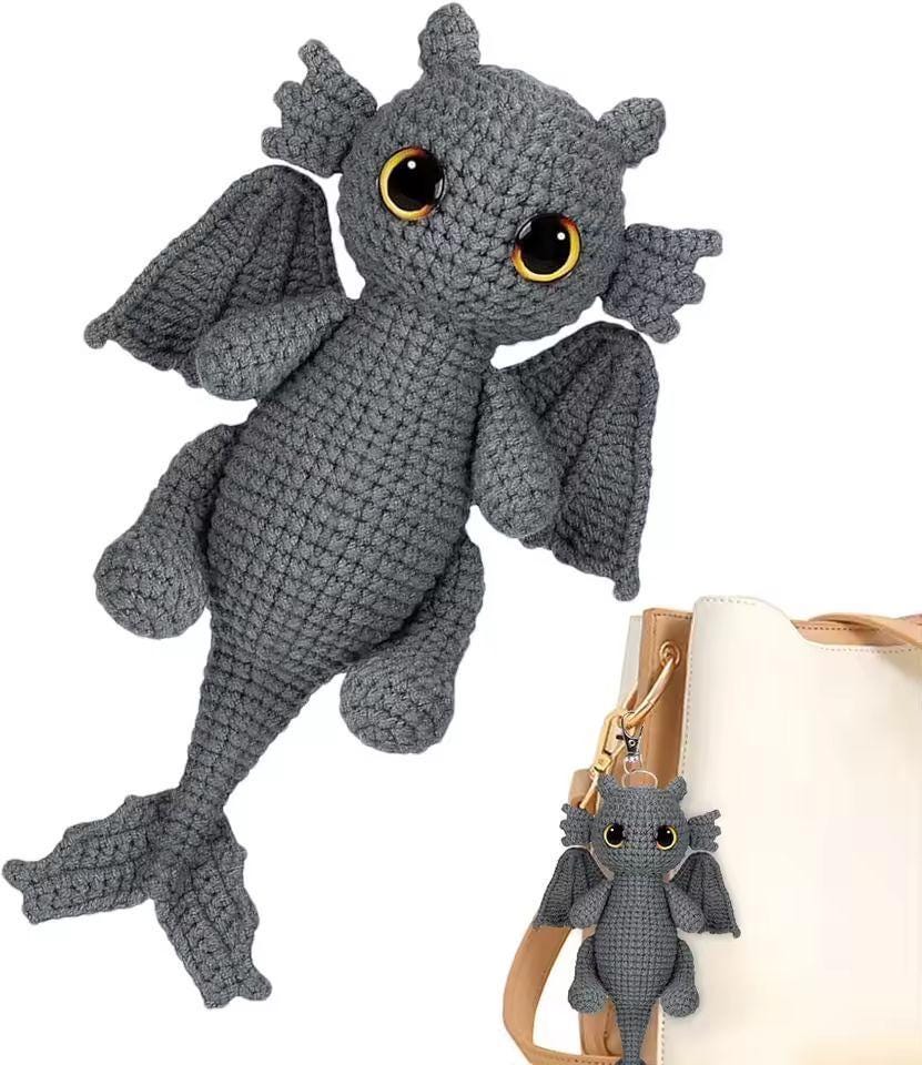Crochet Dragon Kit for Beginners | DIY Learn to Crochet Kit with Step-by-Step Video Tutorials | Craft Gift for Adults & Kids
