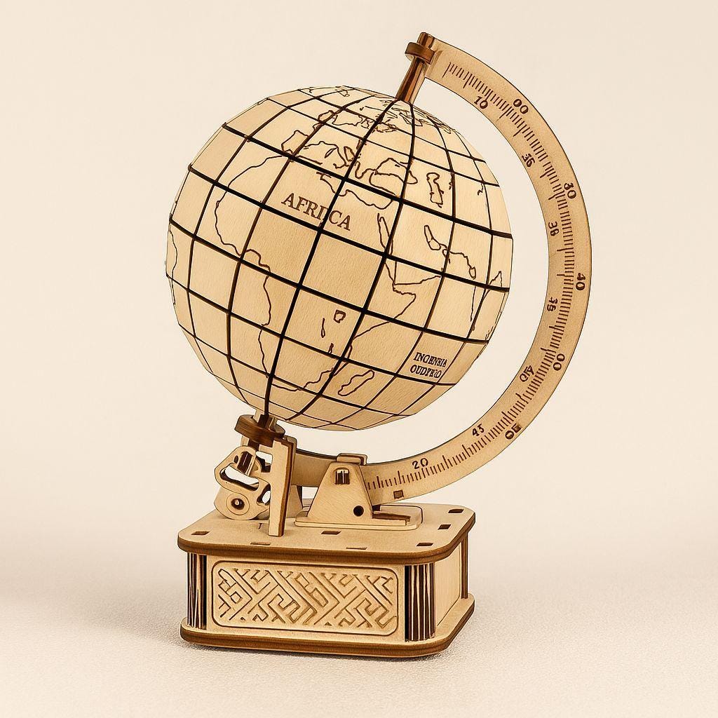 3D Wooden Globe Puzzle Kit – Rotating Mechanical Model | STEM DIY Educational Gift for Teens & Adults