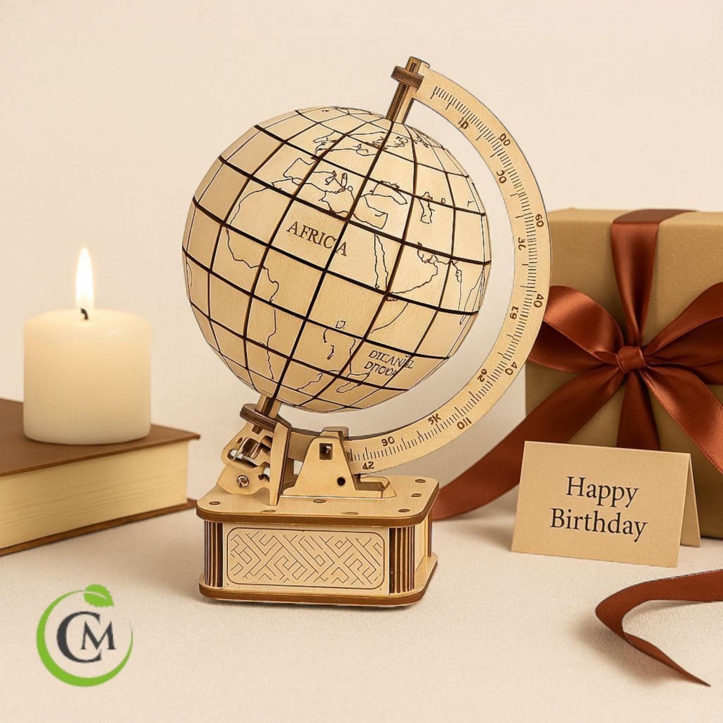 3D Wooden Globe Puzzle Kit – Rotating Mechanical Model | STEM DIY Educational Gift for Teens & Adults