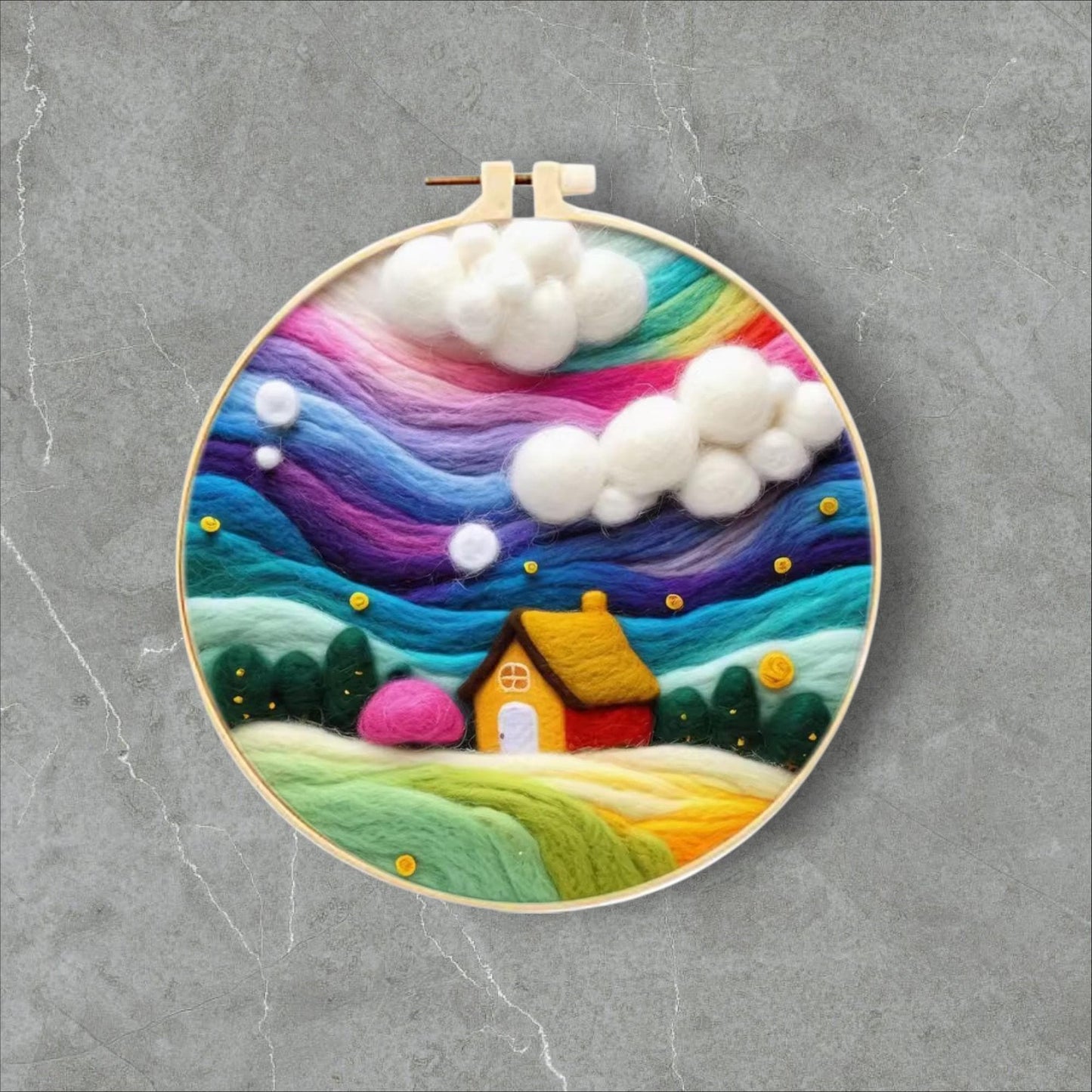 Wool Felting Painting Kit – DIY Needle Felting Craft Set- Nature Landscape waterfalls gift