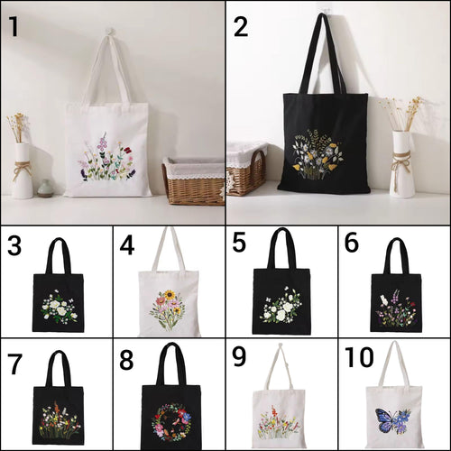 Tote Bag Embroidery Kit | DIY Canvas Embroidery for Beginners | Floral Embroidery Kit Gift | Hand Embroidery Kit