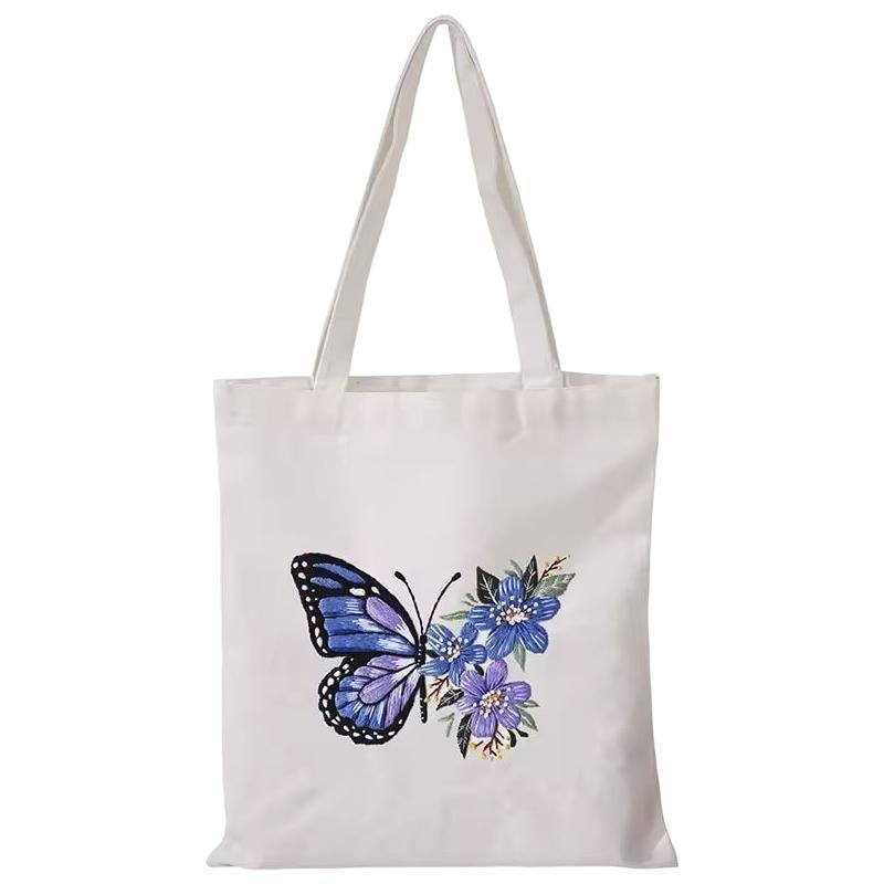 Tote Bag Embroidery Kit | DIY Canvas Embroidery for Beginners | Floral Embroidery Kit Gift | Hand Embroidery Kit