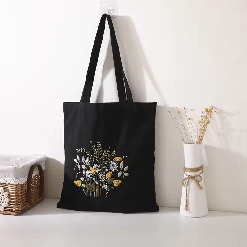 Tote Bag Embroidery Kit | DIY Canvas Embroidery for Beginners | Floral Embroidery Kit Gift | Hand Embroidery Kit