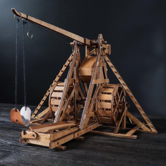 DIY Wooden Trebuchet Model Kit | Medieval Catapult Puzzle for Adults & Teens | Desktop Siege Weapon Gift | STEM Project Building Toy