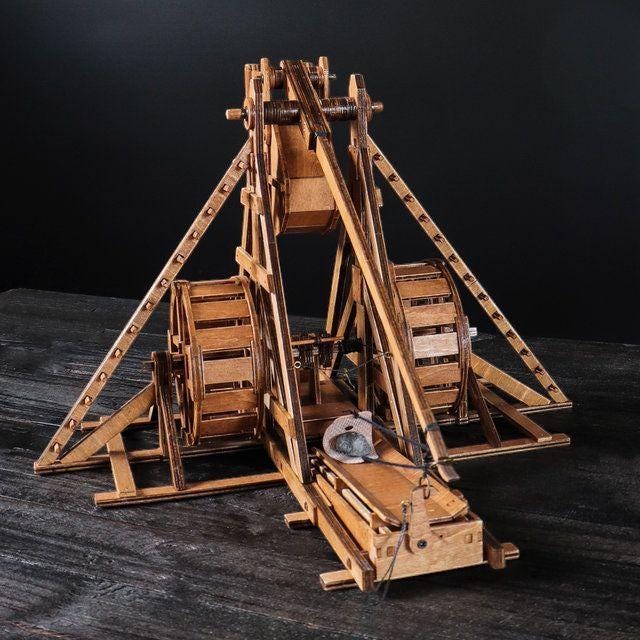 DIY Wooden Trebuchet Model Kit | Medieval Catapult Puzzle for Adults & Teens | Desktop Siege Weapon Gift | STEM Project Building Toy