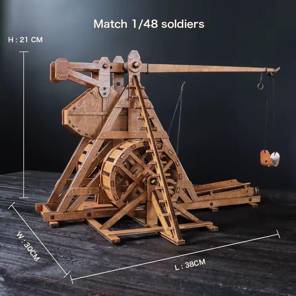 DIY Wooden Trebuchet Model Kit | Medieval Catapult Puzzle for Adults & Teens | Desktop Siege Weapon Gift | STEM Project Building Toy