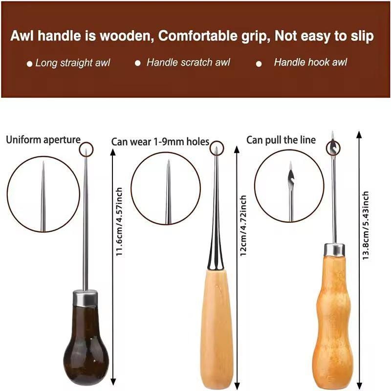 Complete Leather Sewing Kit – Upholstery Repair Set with Thread, Awls, Needles & Tools for DIY Leathercraft