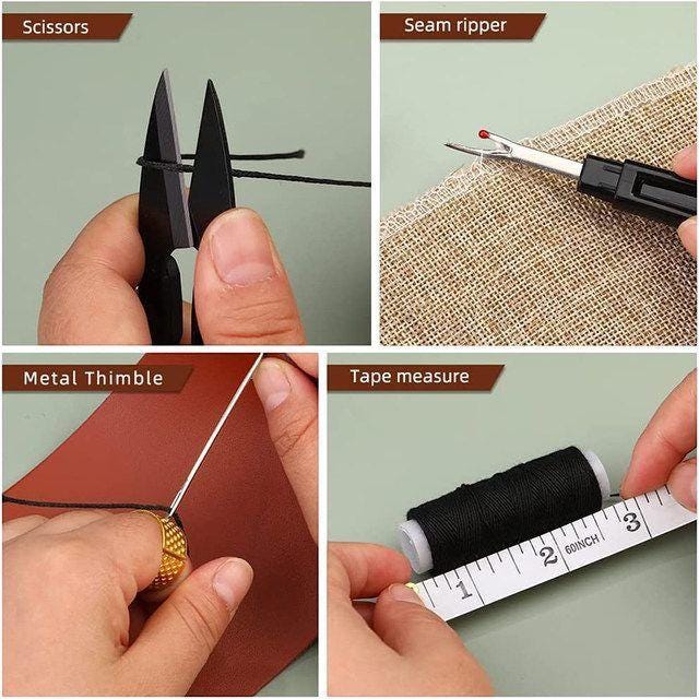 Complete Leather Sewing Kit – Upholstery Repair Set with Thread, Awls, Needles & Tools for DIY Leathercraft
