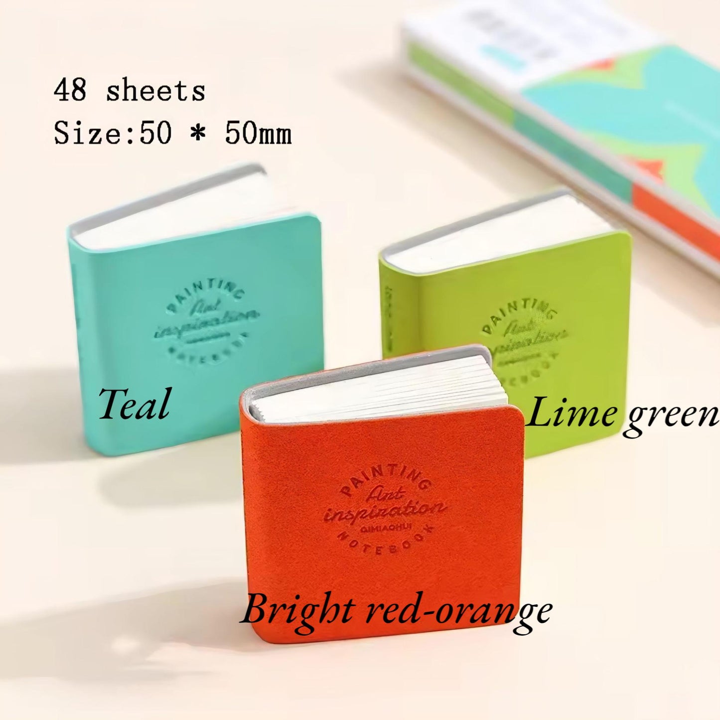 Mini Watercolour Sketchbook – 2x2” Square Pocket Art Book – 48 Sheets – Thick Paper