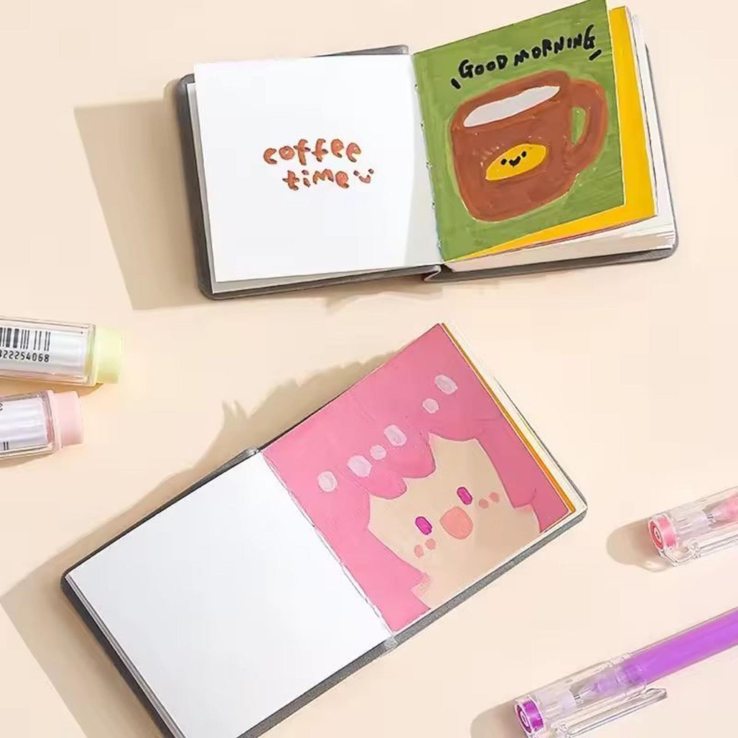 Mini Watercolour Sketchbook – 2x2” Square Pocket Art Book – 48 Sheets – Thick Paper