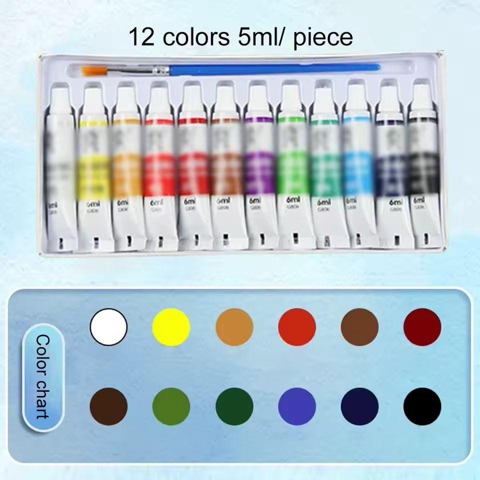 Mini Travel Watercolor Palette – 8 Grid Wooden Paint Box with Brush, Sketchbook & Clip | Portable Pocket Art Set for Artists
