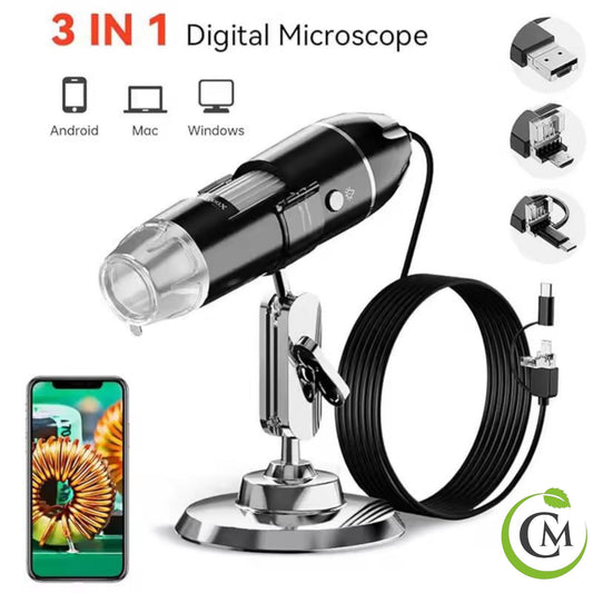 1600X USB Digital Microscope Camera with Stand | Portable Electronic Magnifier for Soldering, Crafts, Coins, PC Mac Android