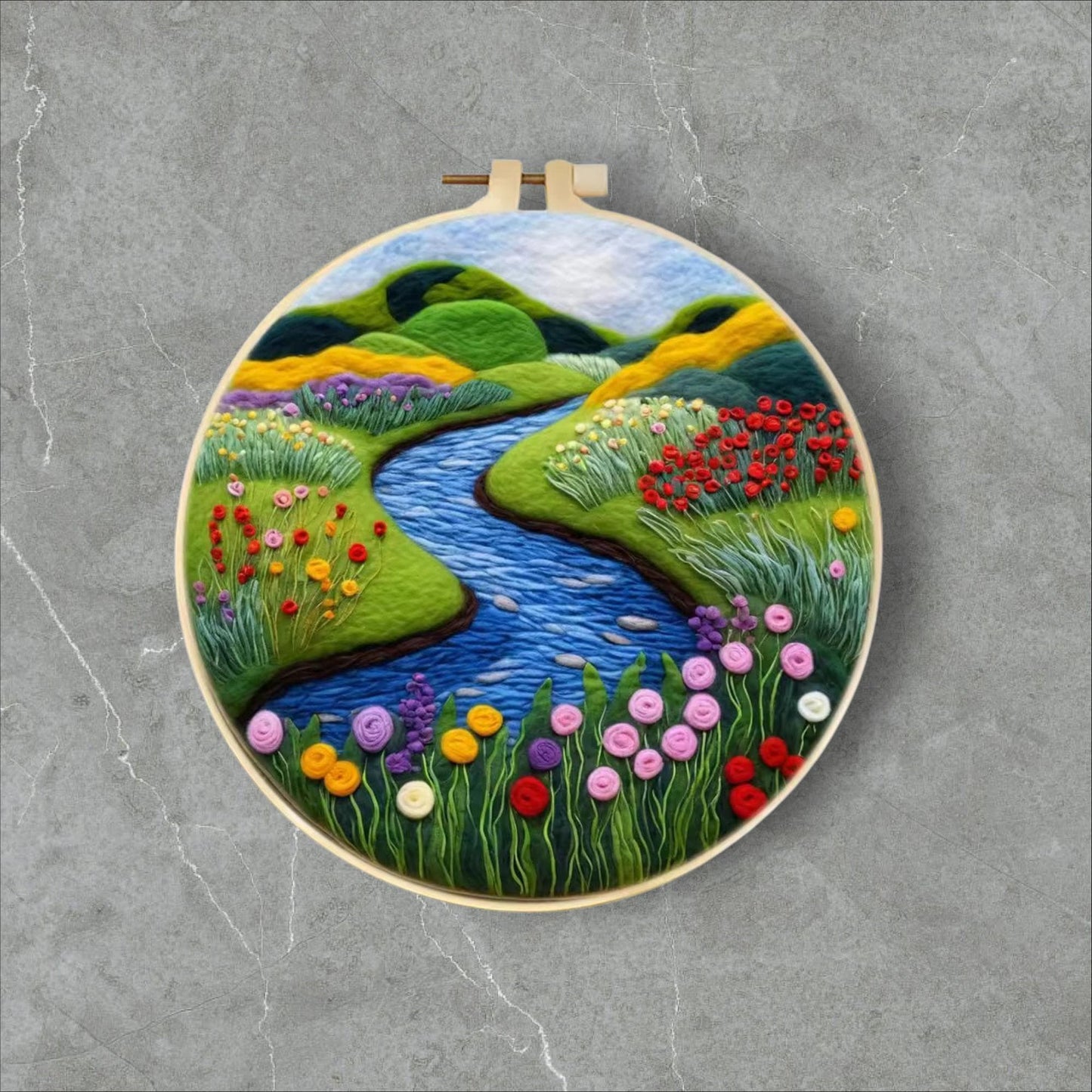 Wool Felting Painting Kit – DIY Needle Felting Craft Set- Nature Landscape waterfalls gift