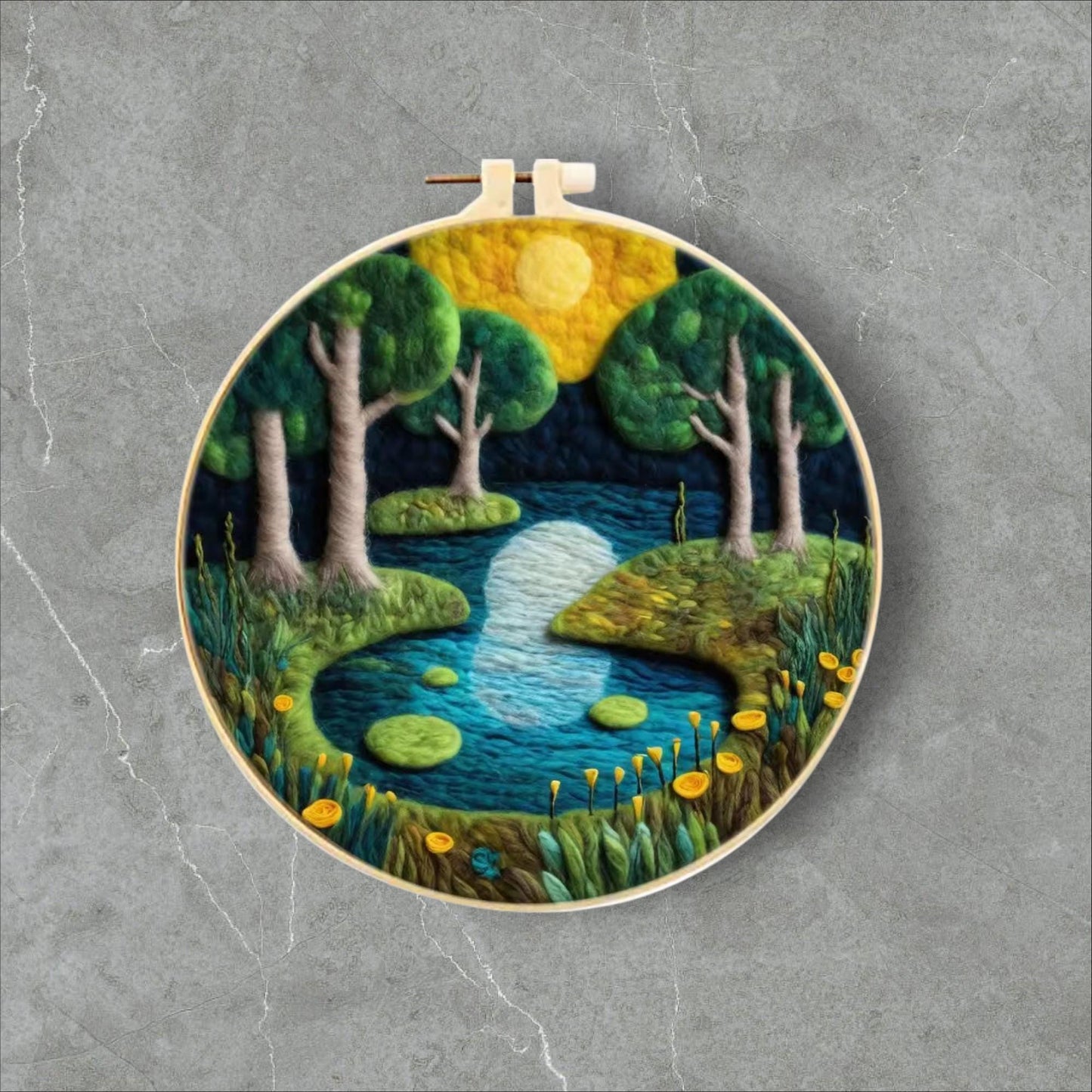 Wool Felting Painting Kit – DIY Needle Felting Craft Set- Nature Landscape waterfalls gift
