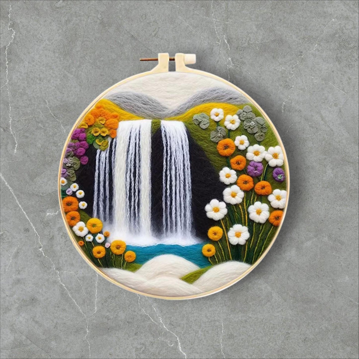 Wool Felting Painting Kit – DIY Needle Felting Craft Set- Nature Landscape waterfalls gift