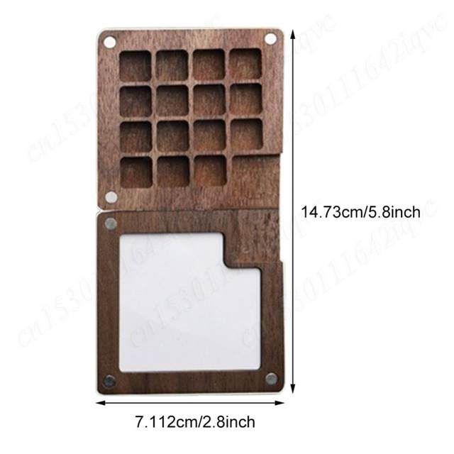 Mini Travel Watercolor Palette – 15 Grid Wooden Paint Box with Brush, Sketchbook & Clip | Portable Pocket Art Set for Artists