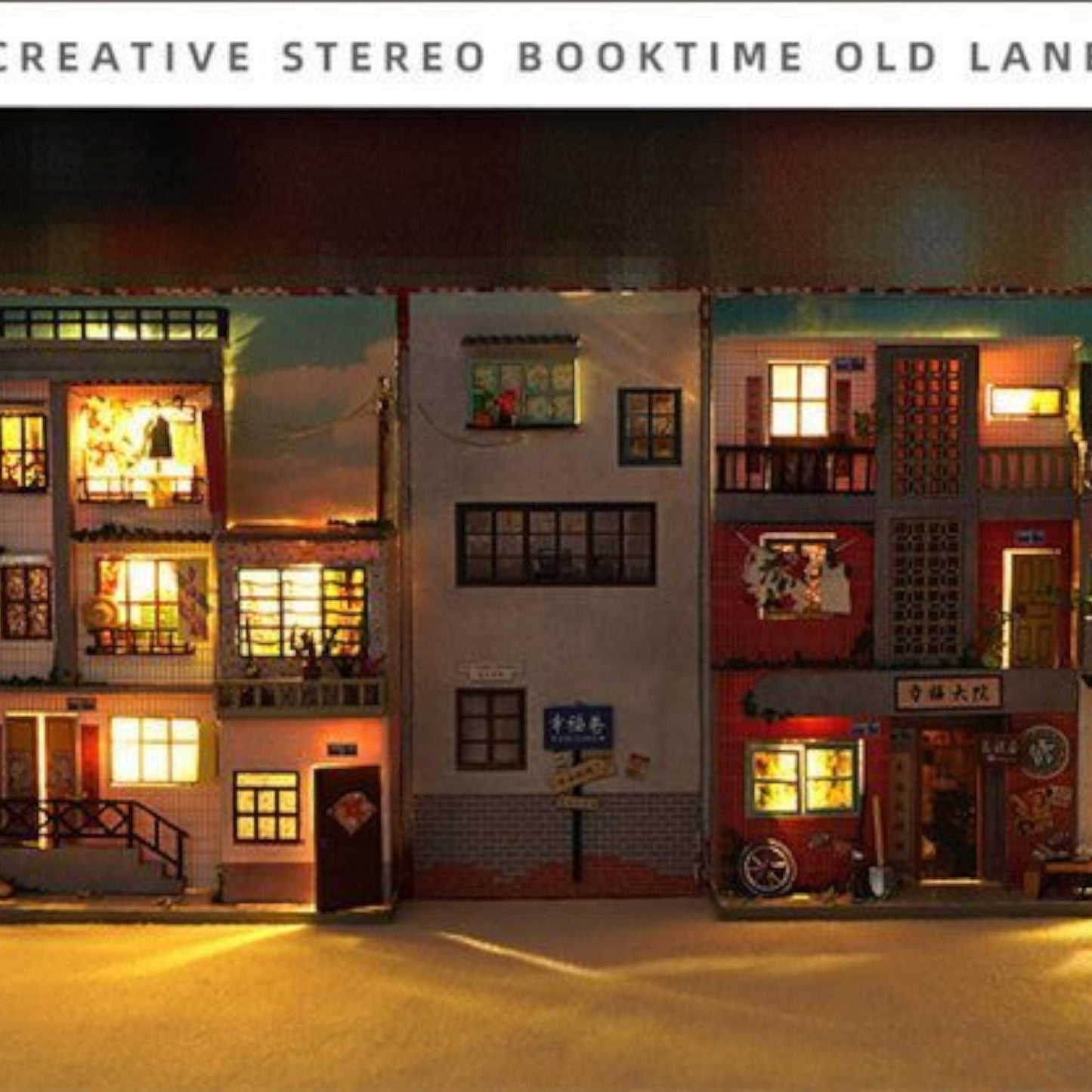 Retro Chinese Street DIY Wooden Book Nook Kit | Miniature Bookshelf Insert & Handmade Home Décor