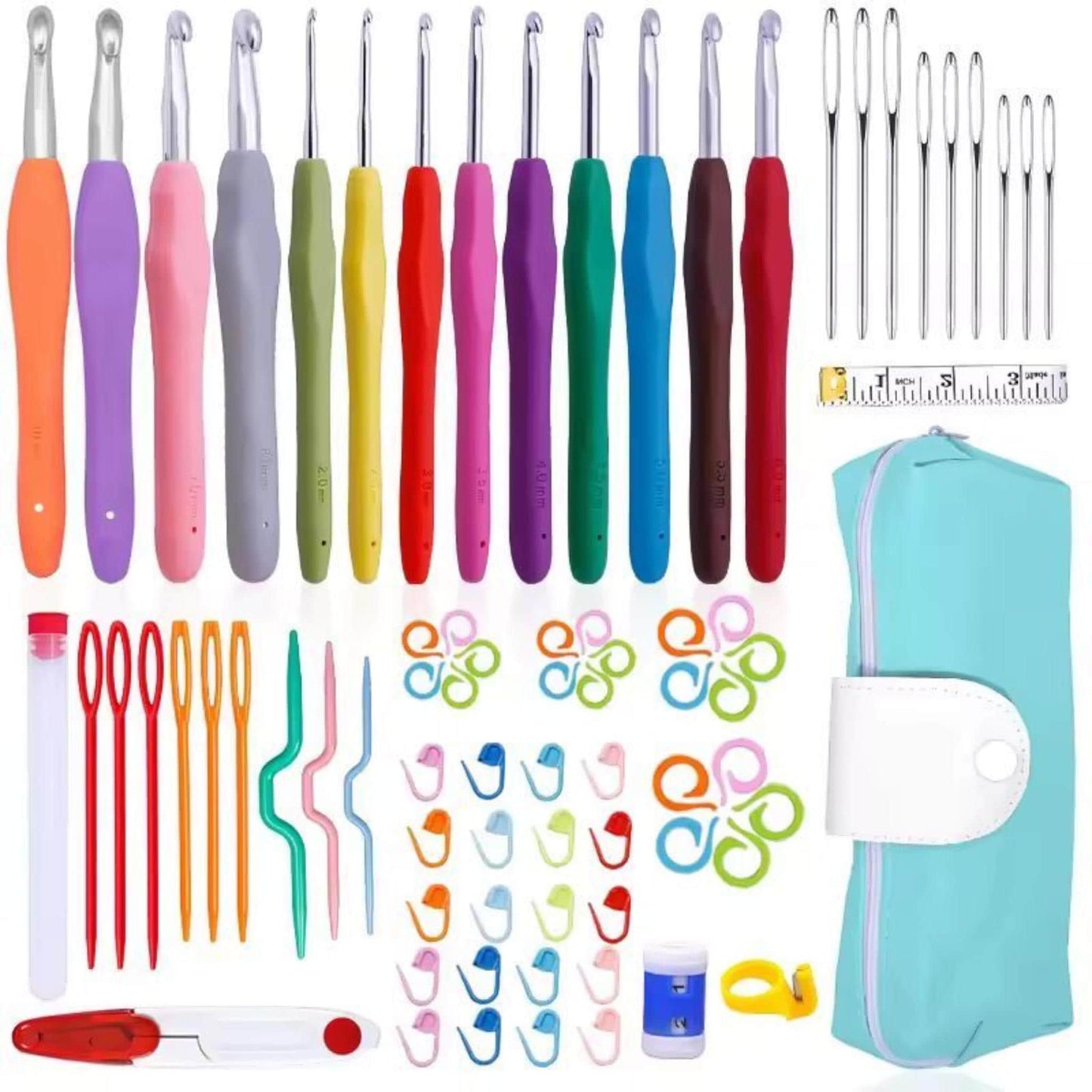 Crochet Hook & Knitting Needle Set with Case - 13 Sizes, Blunt Needles, Stitch Markers and Accessories