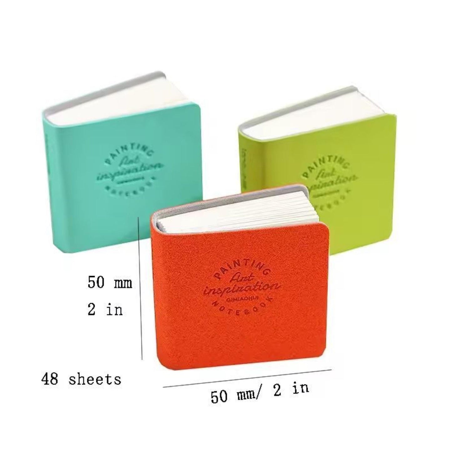 Mini Watercolour Sketchbook – 2x2” Square Pocket Art Book – 48 Sheets – Thick Paper