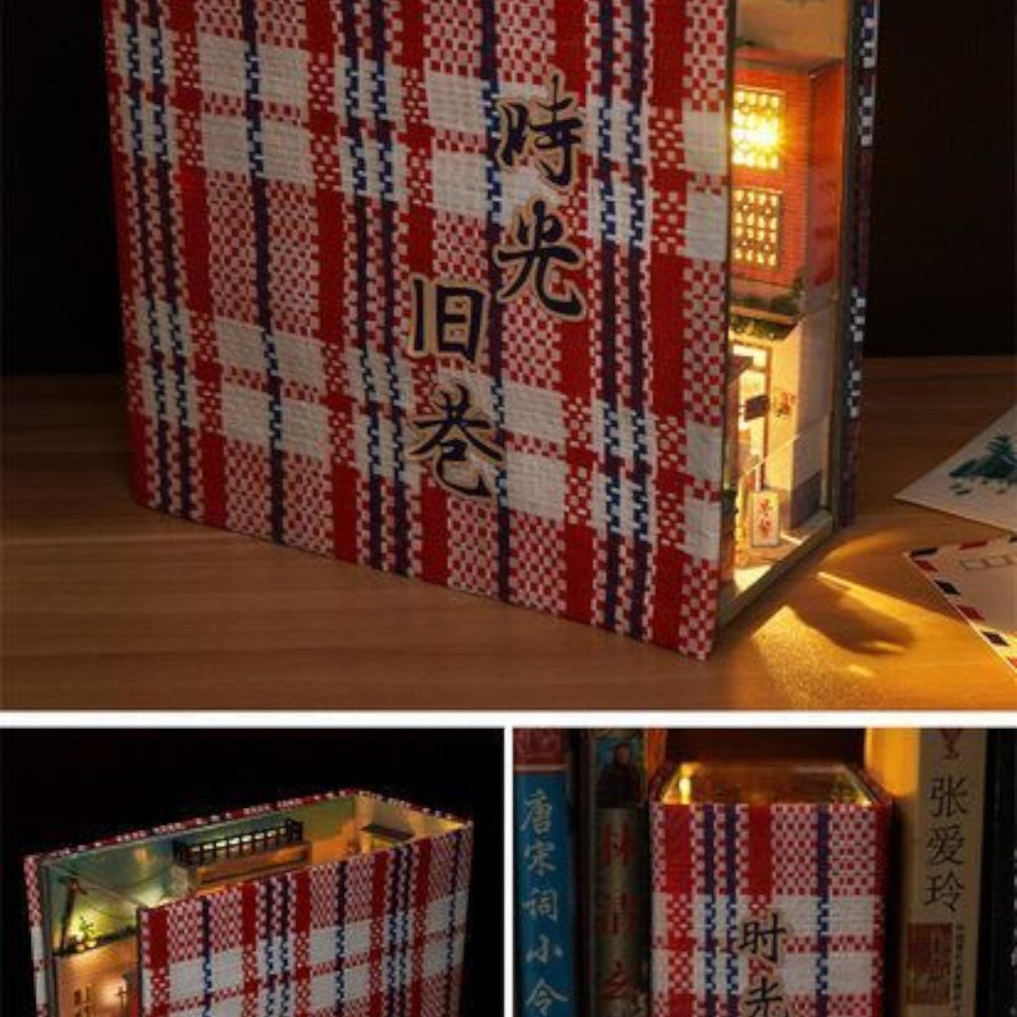 Retro Chinese Street DIY Wooden Book Nook Kit | Miniature Bookshelf Insert & Handmade Home Décor
