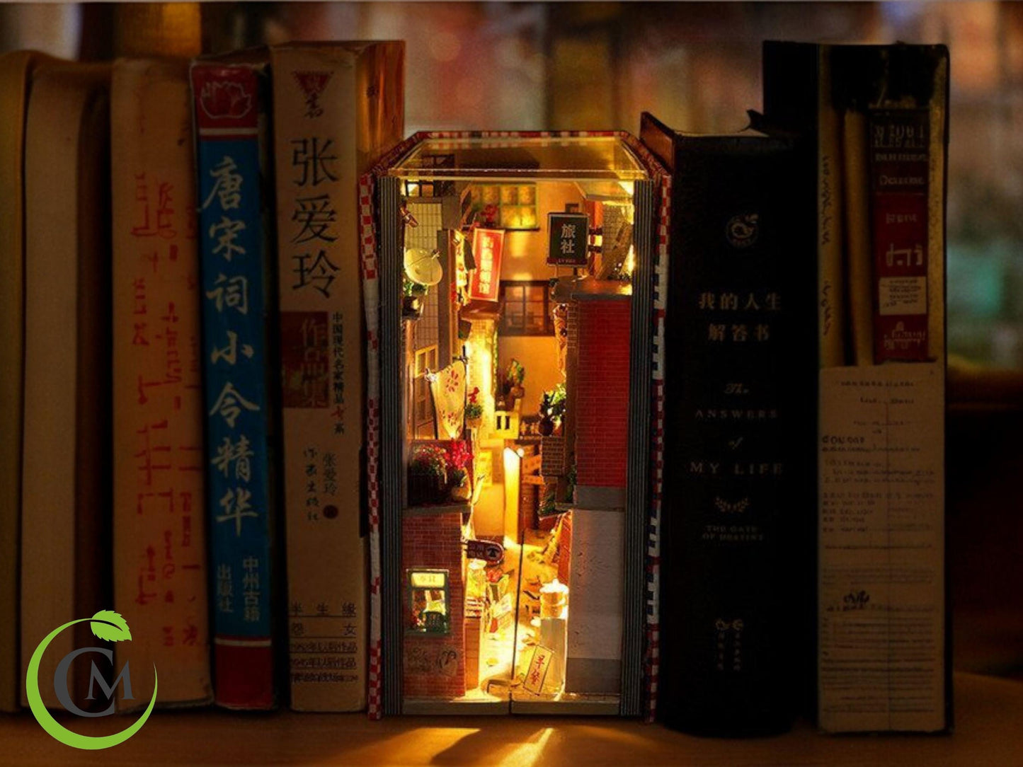 Retro Chinese Street DIY Wooden Book Nook Kit | Miniature Bookshelf Insert & Handmade Home Décor