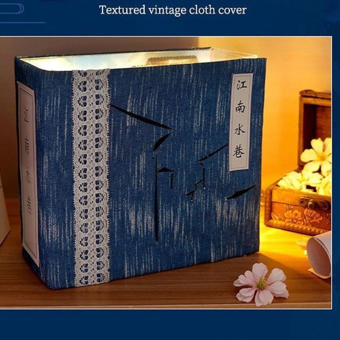 Chinese Style Book Nook Kit | Wooden DIY Bookshelf Insert | Retro Water Eave Miniature Adult Gift | Unique Home Decor | Assembly Required