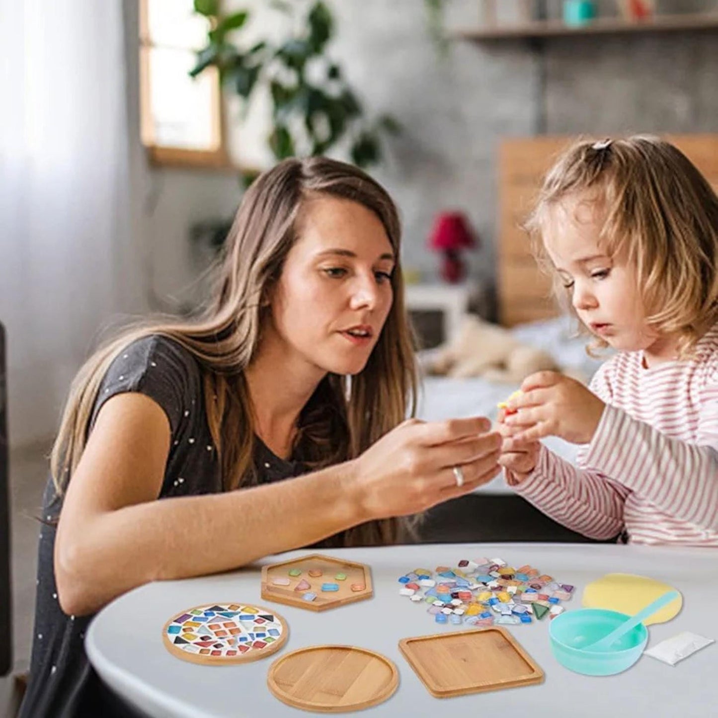 DIY Mosaic Coaster & Tray Kit for Adults | Kids Craft Set, Make Your Own Art and Home Decor | Creative Hobby Gift, Tile Arts and Crafts