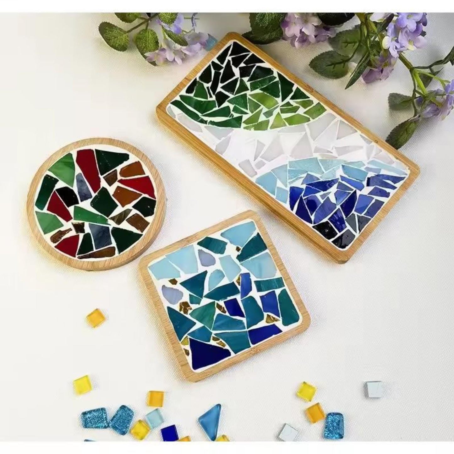 DIY Mosaic Coaster & Tray Kit for Adults | Kids Craft Set, Make Your Own Art and Home Decor | Creative Hobby Gift, Tile Arts and Crafts