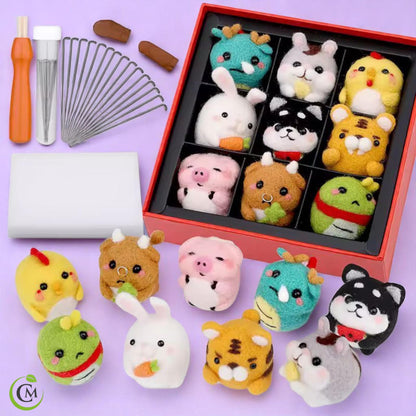 Needle Felting Starter Kit - 20Colour Wool Roving with Needles & Guide