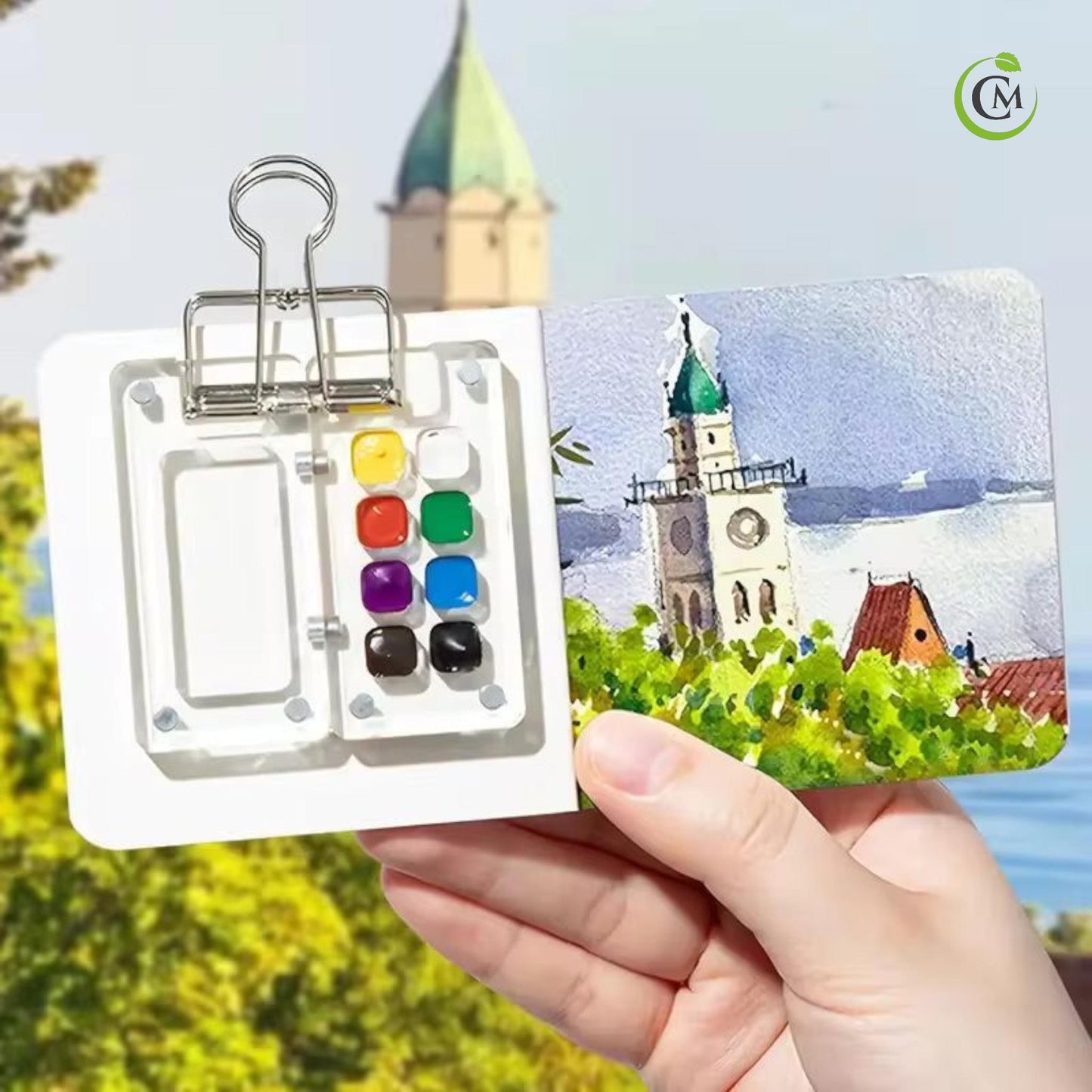 Travel Watercolour Set – 8 or 15 Grid Pocket Paint Kit with Sketchbook & Brush