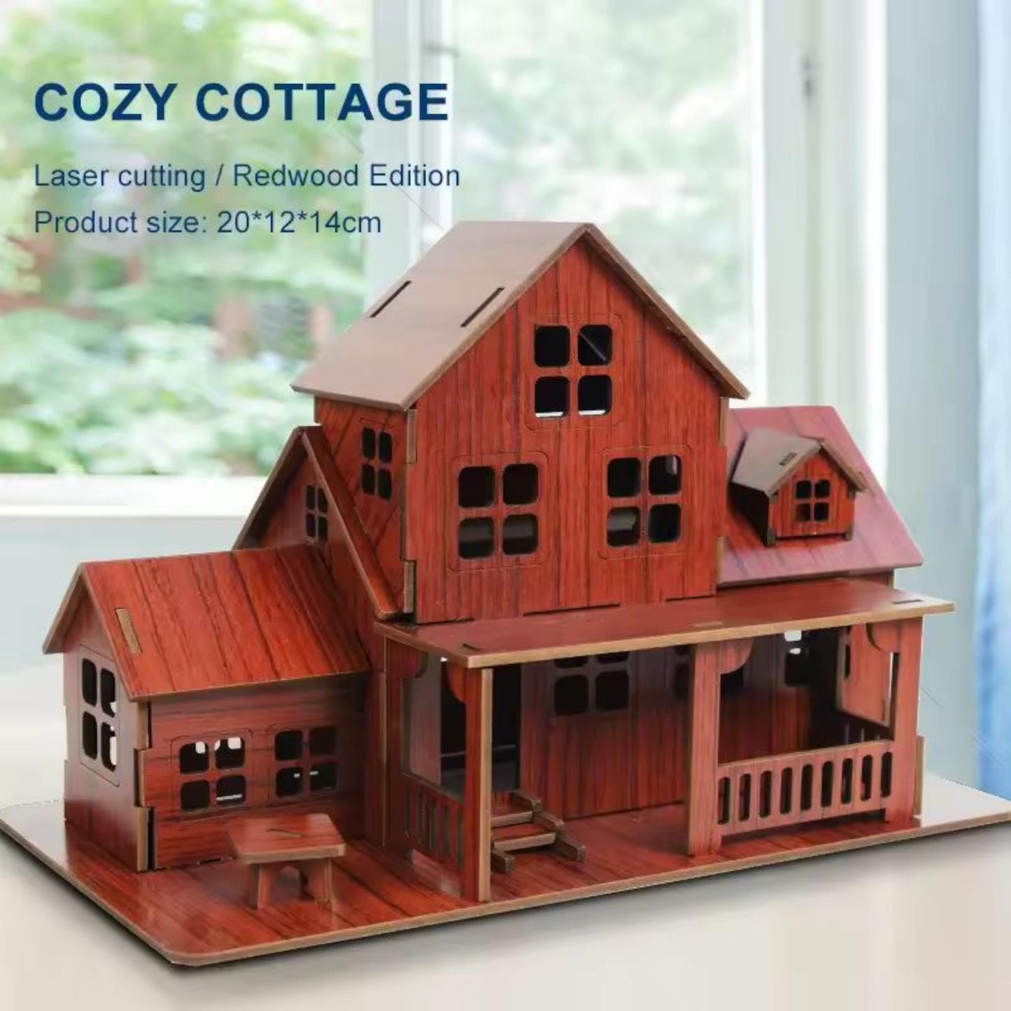 Rustic DIY Cozy Cottage Wooden House Kit Bamboo or Redwood Laser Cut Model Educational Craft Gift for Adults and Teens