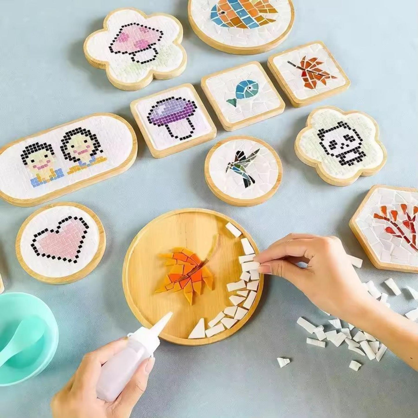 DIY Mosaic Coaster & Tray Kit for Adults | Kids Craft Set, Make Your Own Art and Home Decor | Creative Hobby Gift, Tile Arts and Crafts