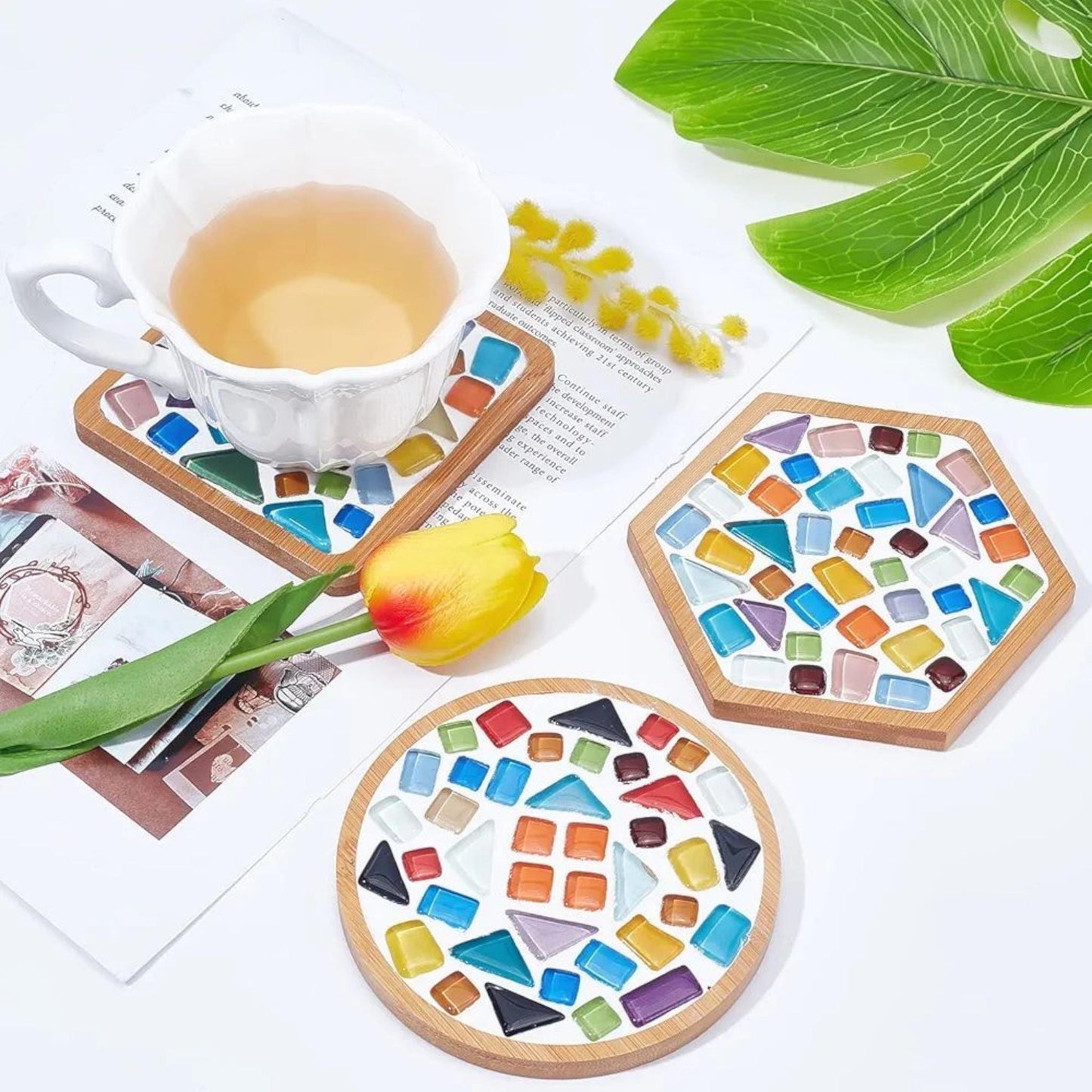 DIY Mosaic Coaster & Tray Kit for Adults | Kids Craft Set, Make Your Own Art and Home Decor | Creative Hobby Gift, Tile Arts and Crafts