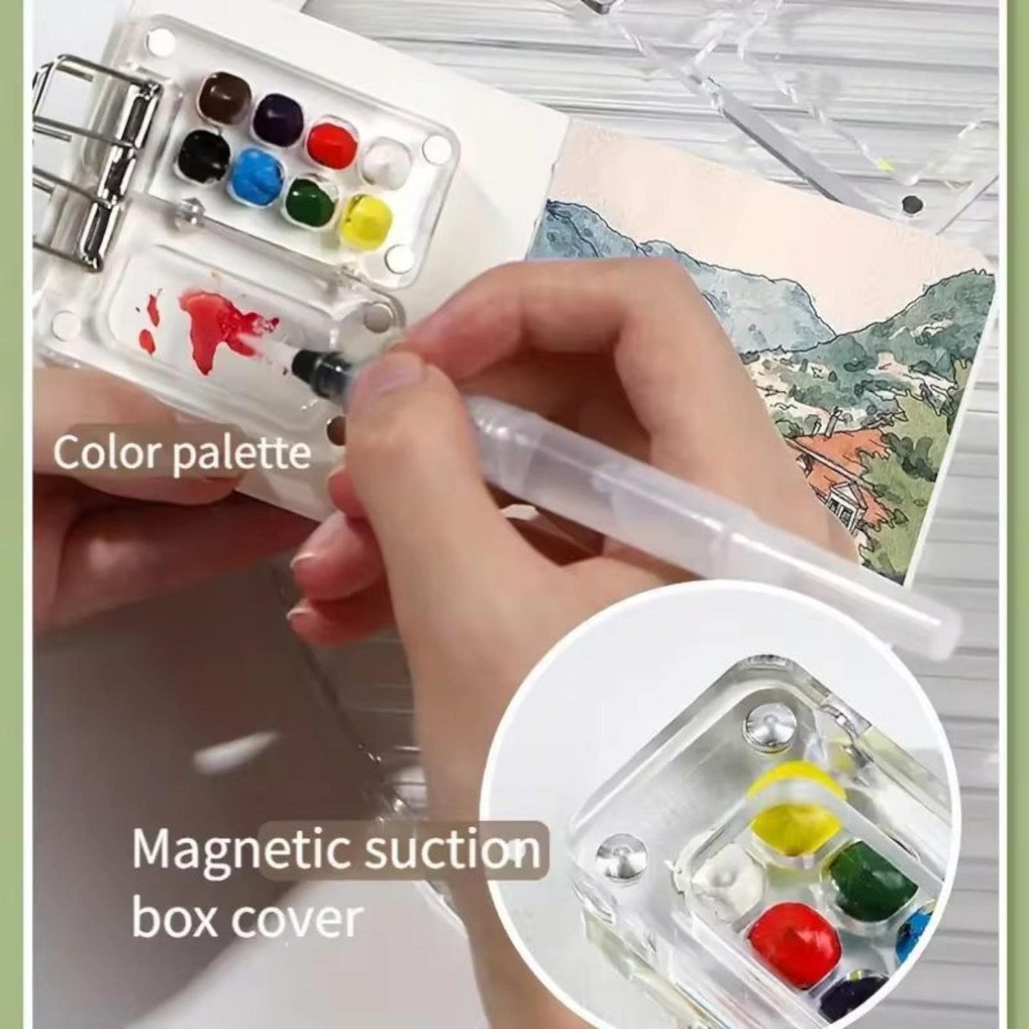 Travel Watercolour Set – 8 or 15 Grid Pocket Paint Kit with Sketchbook & Brush